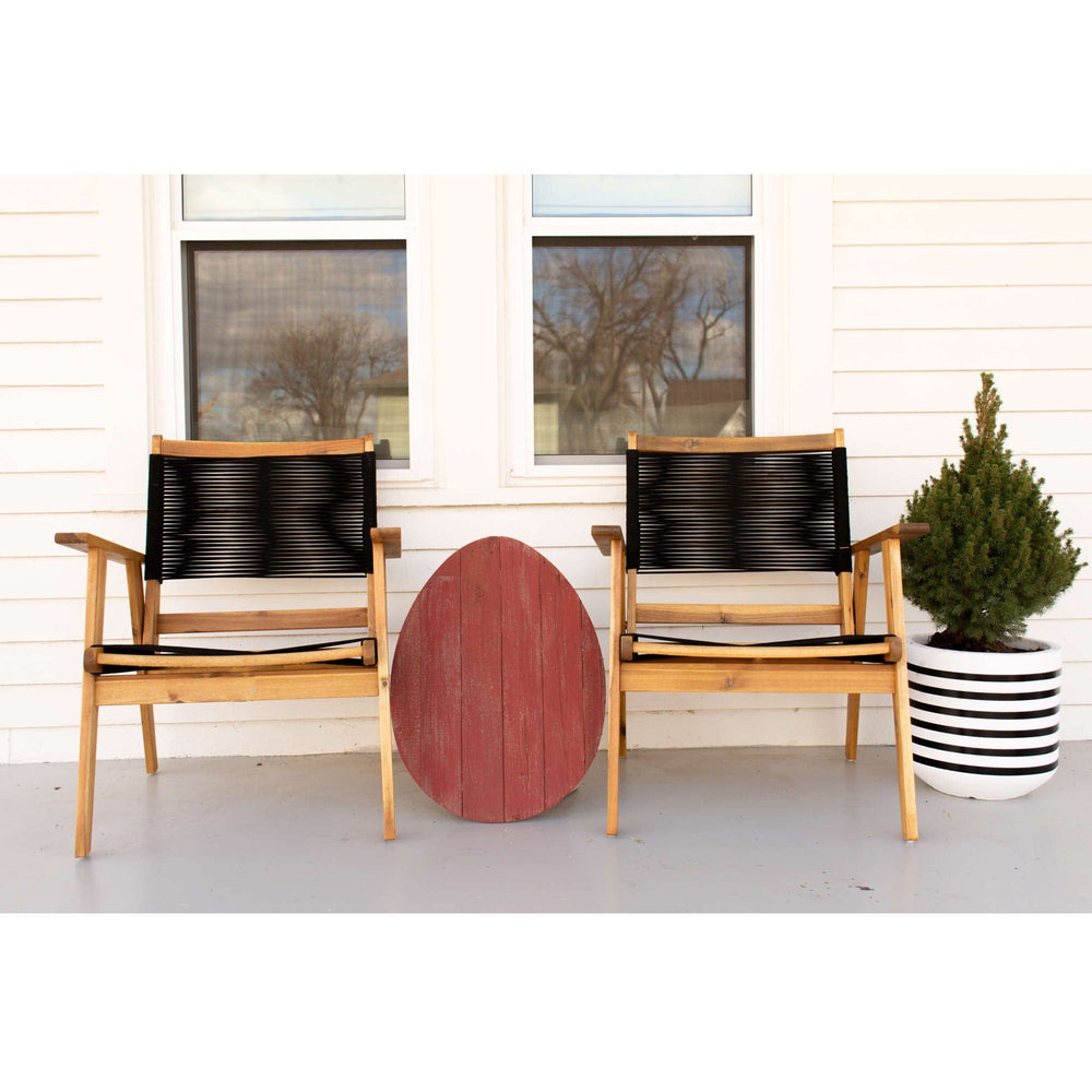 18" Rustic Farmhouse Red Wooden Large Egg - Homeroots - Flyclothing LLC