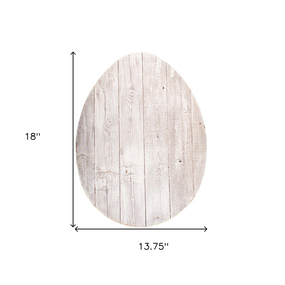 18" Rustic Farmhouse White Wash Wood Large Egg - Homeroots - Flyclothing LLC