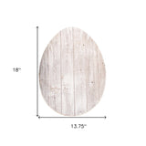 18" Rustic Farmhouse White Wash Wood Large Egg - Homeroots - Flyclothing LLC