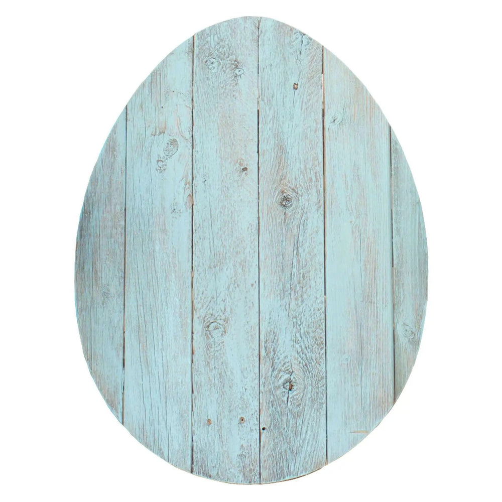 24" Rustic Farmhouse Turquoise Wood Large Egg - Homeroots - Flyclothing LLC