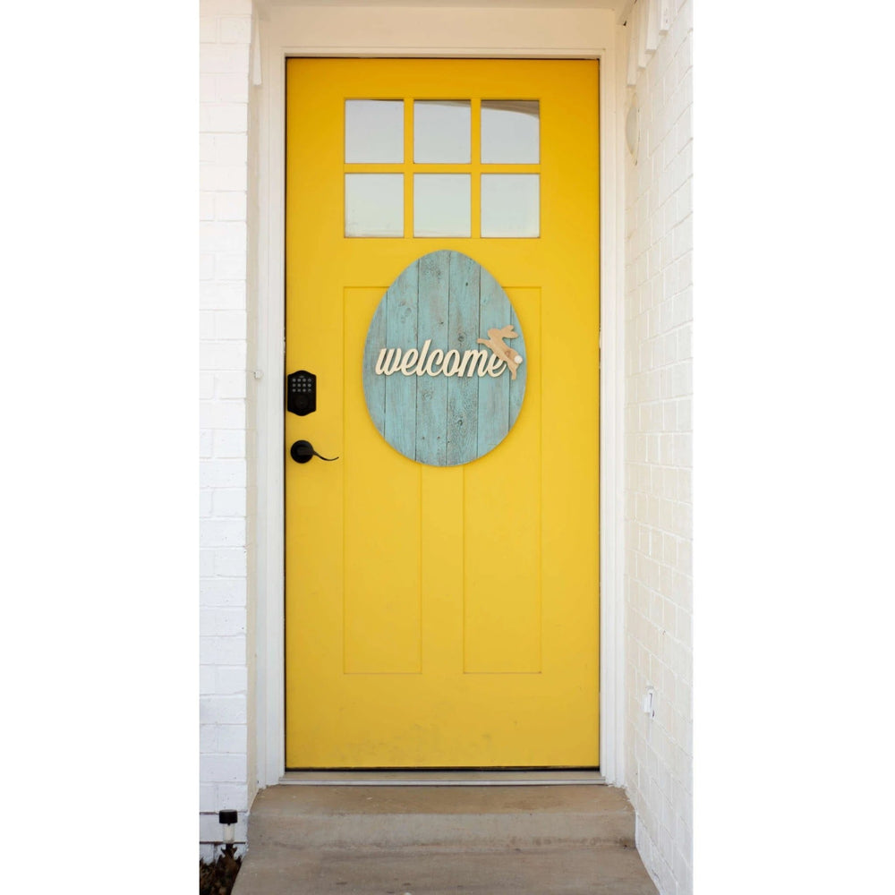 24" Rustic Farmhouse Turquoise Wood Large Egg - Homeroots - Flyclothing LLC