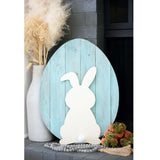24" Rustic Farmhouse Turquoise Wood Large Egg - Homeroots - Flyclothing LLC