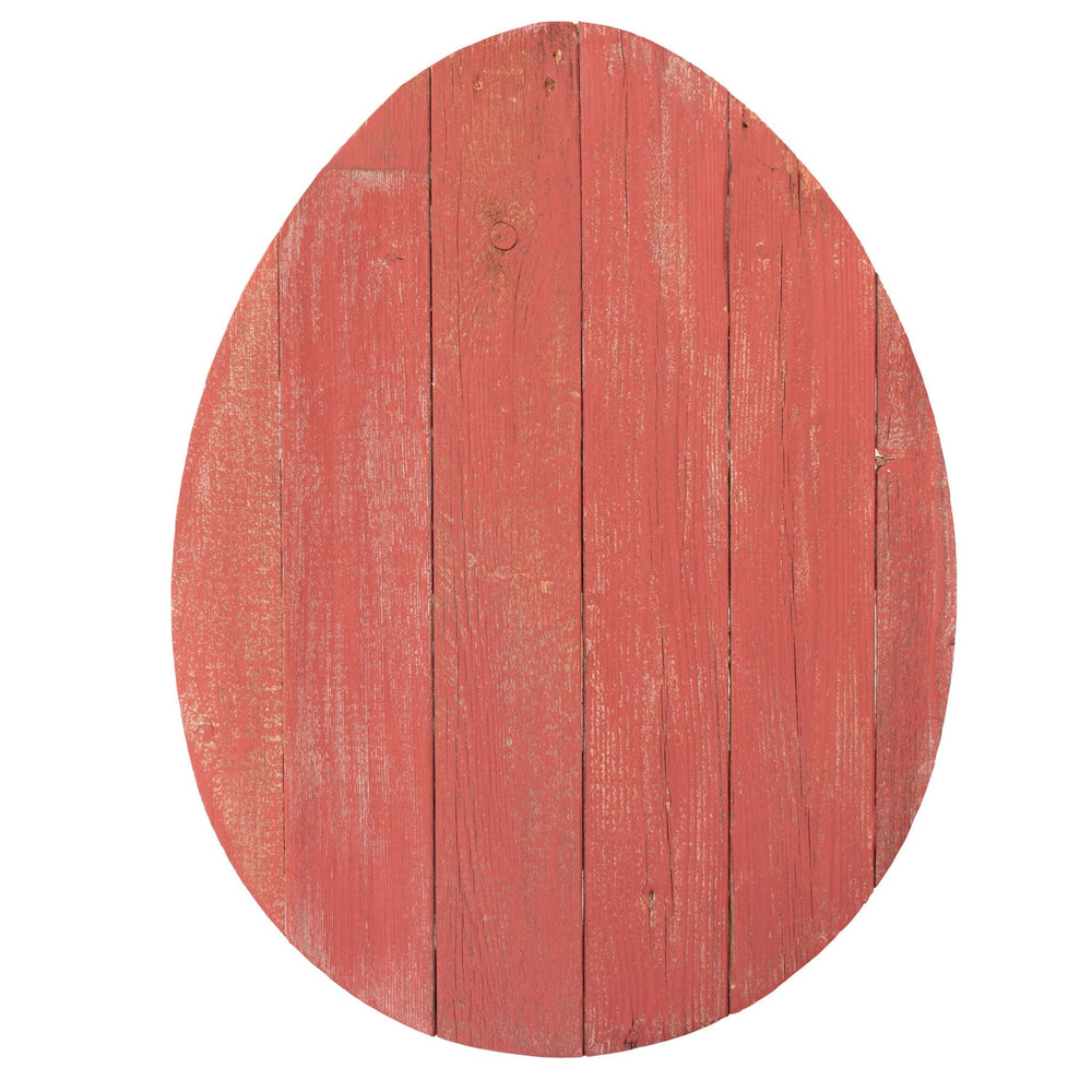 24" Rustic Farmhouse Red Wood Large Egg - Homeroots - Flyclothing LLC