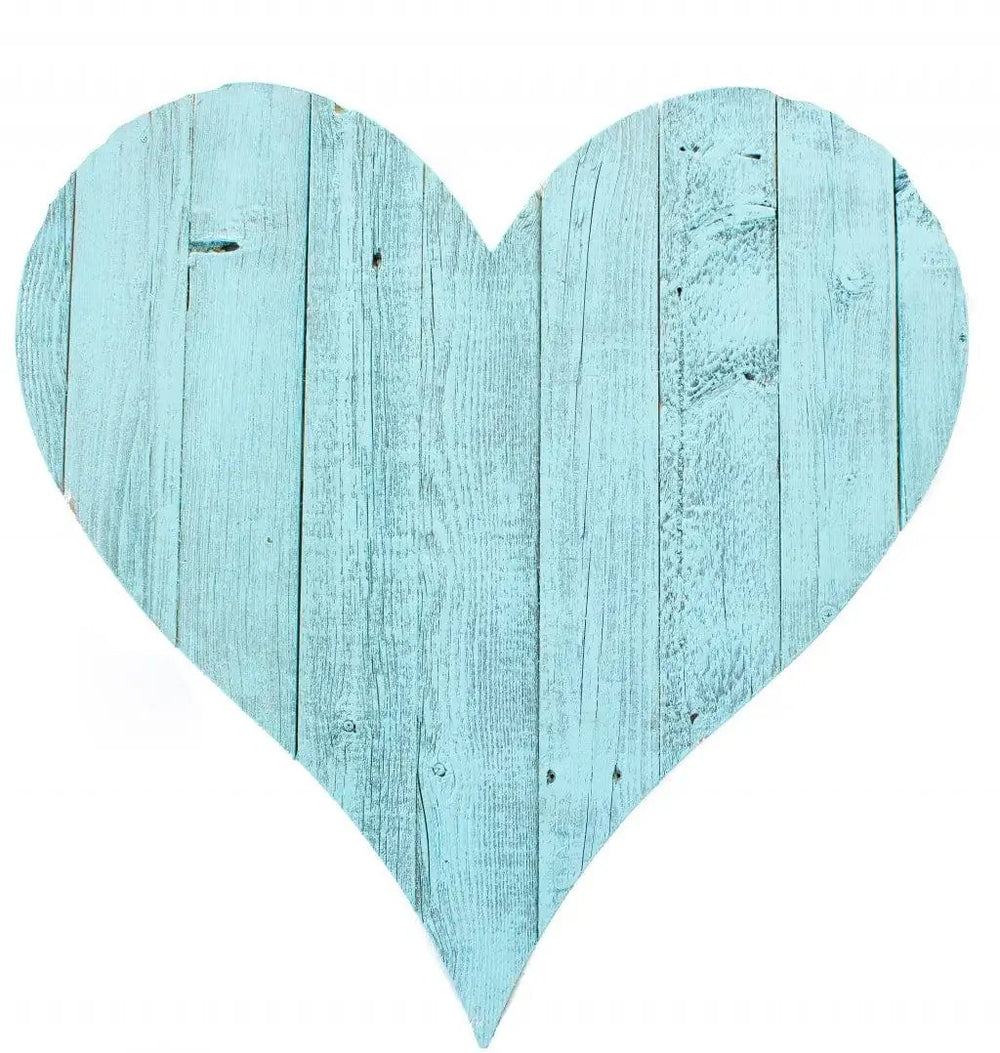 12" Turquoise Reclaimed Wood Heart Wall Decor - Homeroots - Flyclothing LLC