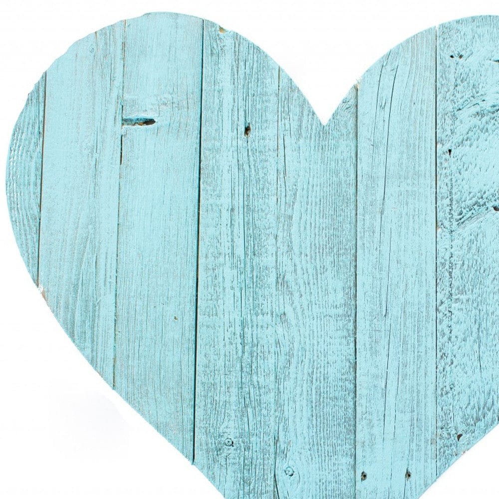 12" Turquoise Reclaimed Wood Heart Wall Decor - Homeroots - Flyclothing LLC