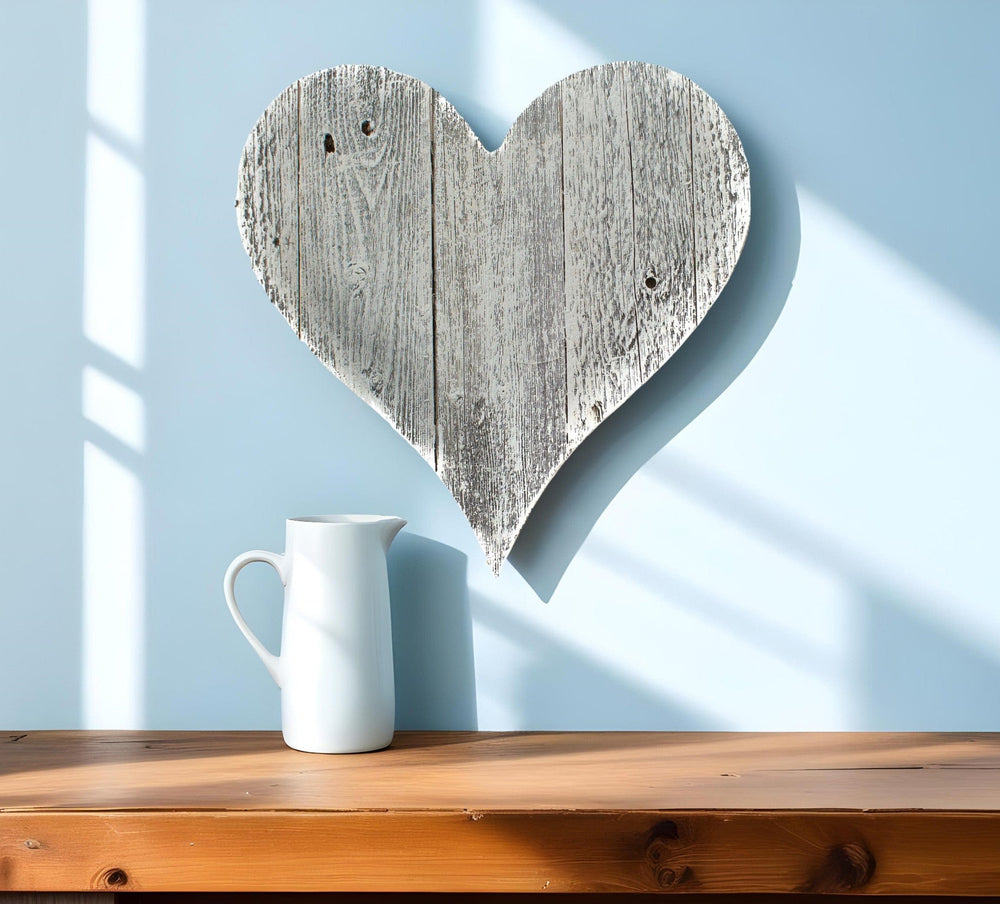 12" Whitewash Reclaimed Wood Heart Wall Decor - Homeroots - Flyclothing LLC