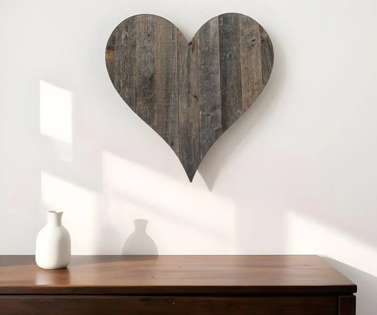 18" Weathered Gray Reclaimed Wood Heart Wall Decor - Homeroots