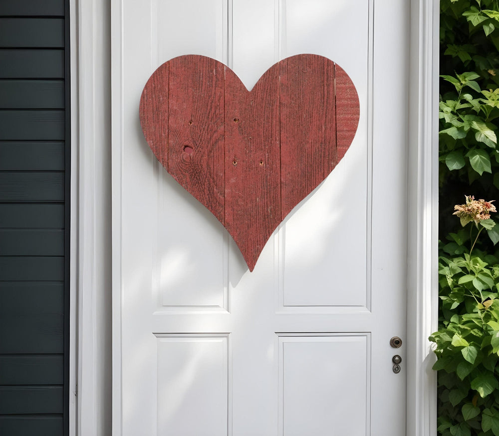 18" Rustic Red Reclaimed Wood Heart Wall Decor - Homeroots - Flyclothing LLC