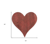 18" Rustic Red Reclaimed Wood Heart Wall Decor - Homeroots - Flyclothing LLC