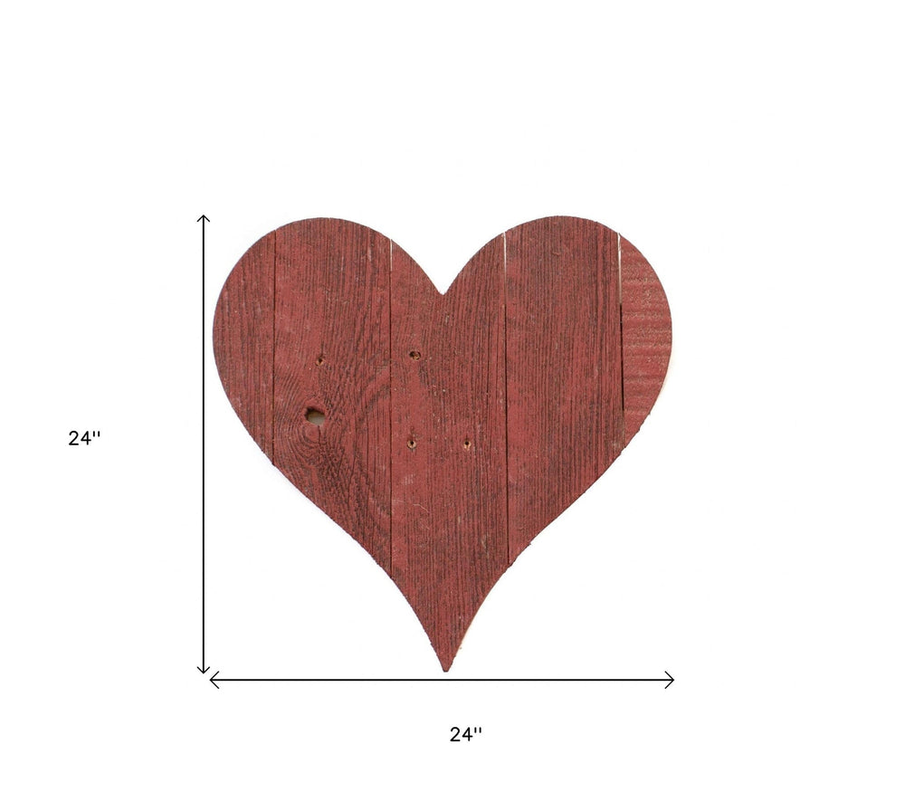 24" Red Reclaimed Wood Heart Wall Decor - Homeroots - Flyclothing LLC
