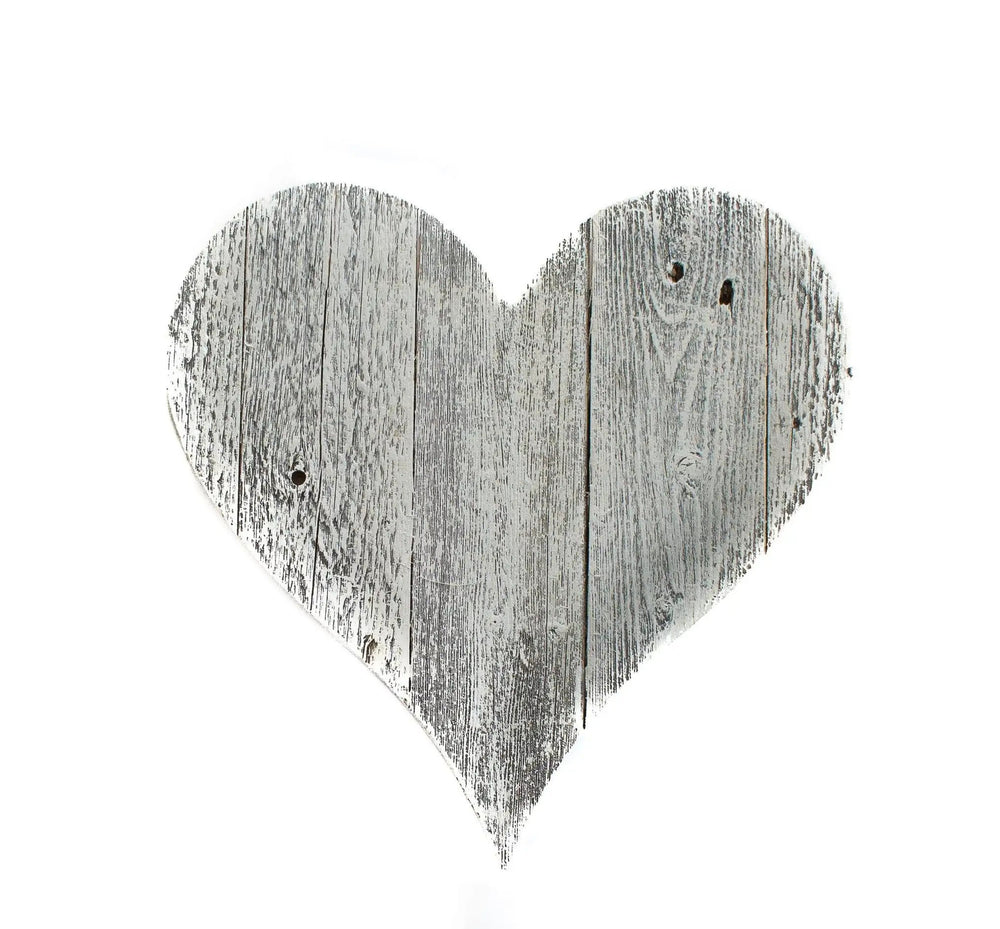 24" Whitewash Reclaimed Wood Heart Wall Decor - Homeroots - Flyclothing LLC
