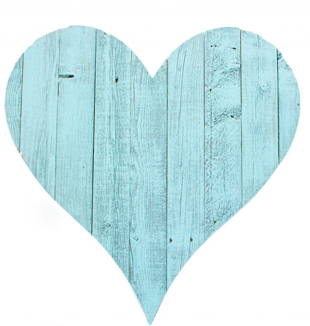 24" Turquoise Reclaimed Wood Heart Wall Decor - Homeroots - Flyclothing LLC