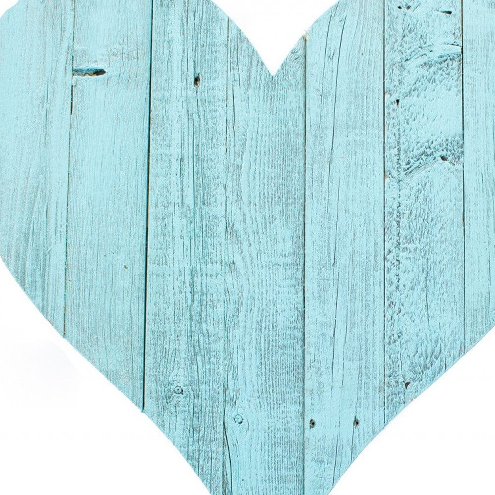 24" Turquoise Reclaimed Wood Heart Wall Decor - Homeroots - Flyclothing LLC