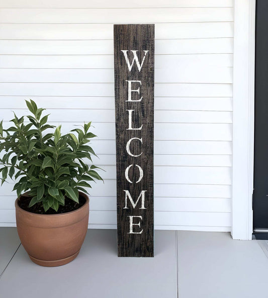5' Rustic Black And White Front Porch Welcome Sign - Homeroots - Flyclothing LLC