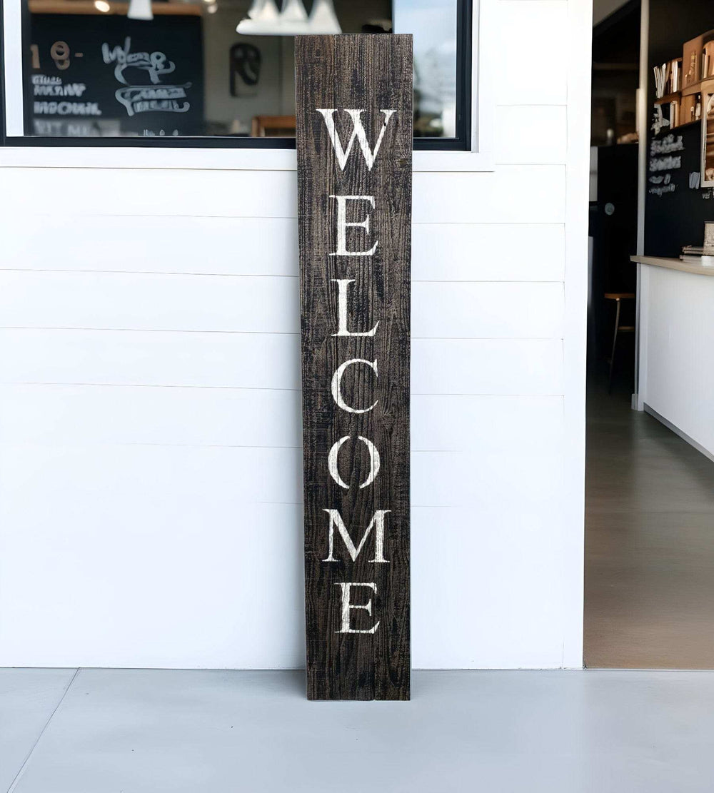 5' Rustic Black And White Front Porch Welcome Sign - Homeroots - Flyclothing LLC