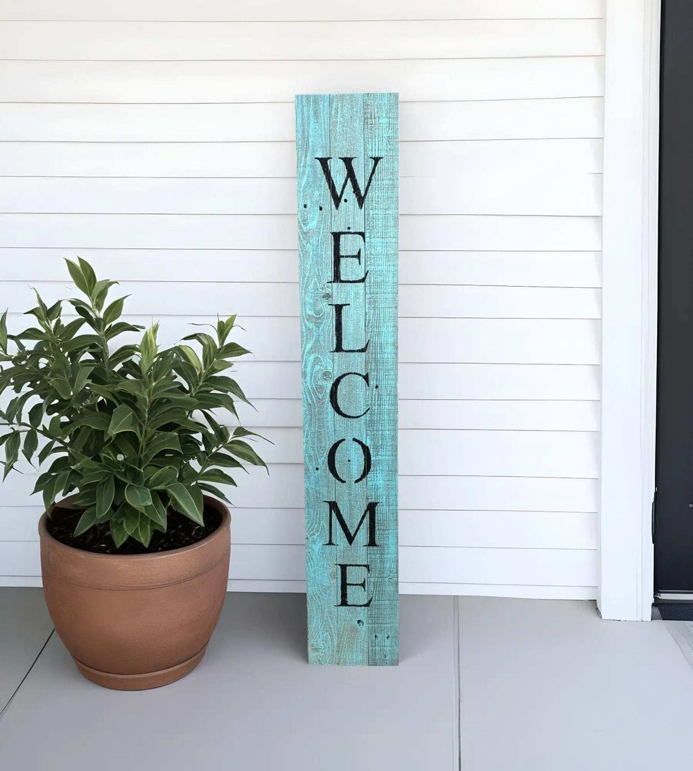 5' Rustic Light Aqua Blue Front Porch Welcome Sign - Homeroots - Flyclothing LLC