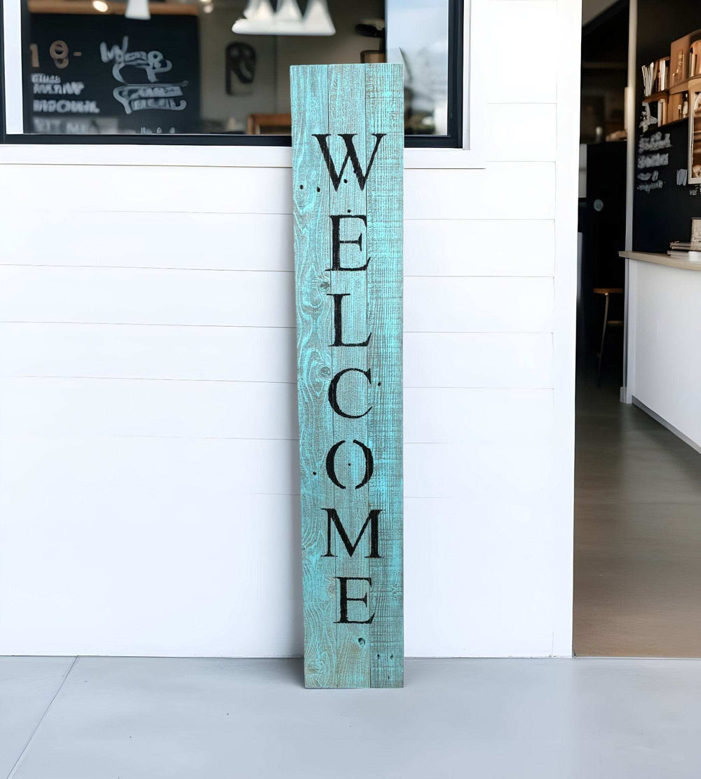 5' Rustic Light Aqua Blue Front Porch Welcome Sign - Homeroots - Flyclothing LLC