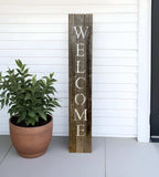 5' Rustic Dark Gray and White Wood Porch Welcome Sign - Homeroots - Flyclothing LLC