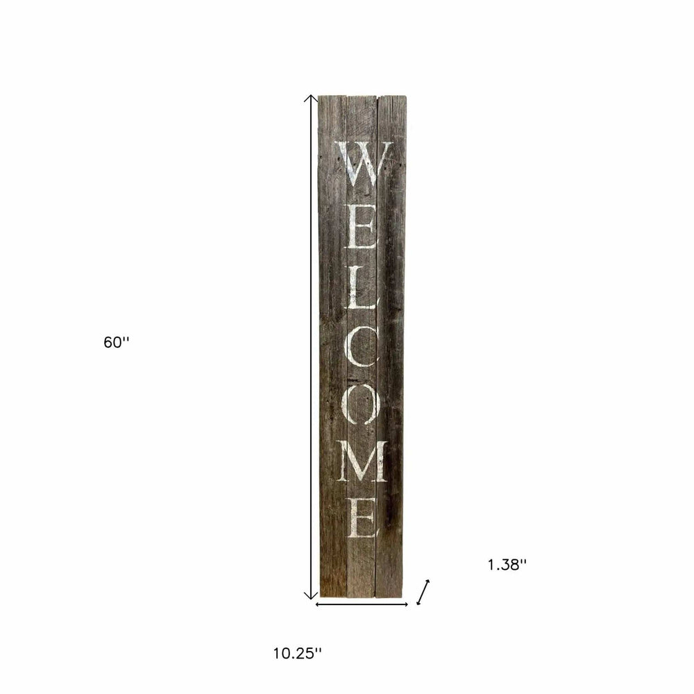 5' Rustic Dark Gray and White Wood Porch Welcome Sign - Homeroots - Flyclothing LLC
