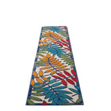 12' Runner Ivory And Blue Floral Stain Resistant Indoor Outdoor Runner Rug - Homeroots - Flyclothing LLC