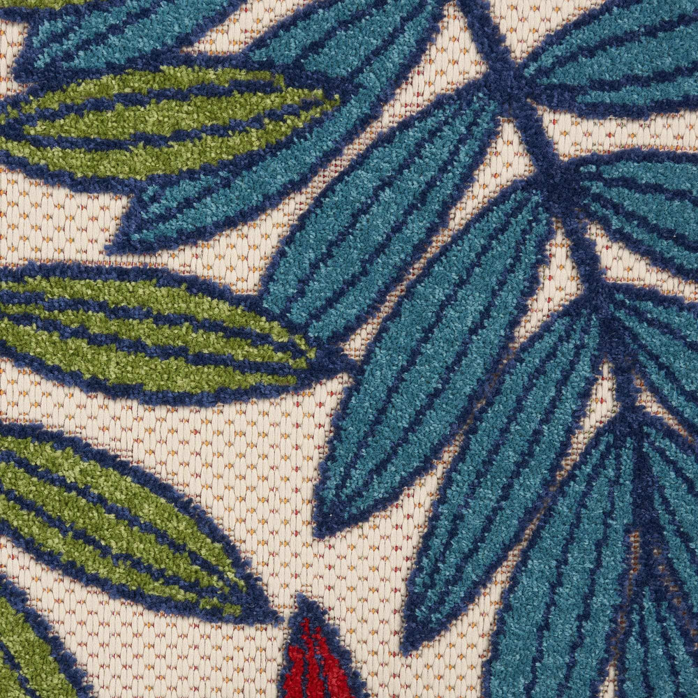 2' X 8' Ivory And Blue Floral Indoor Outdoor Area Rug - Homeroots - Flyclothing LLC