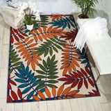 4' X 6' Ivory And Blue Floral Indoor Outdoor Area Rug - Homeroots - Flyclothing LLC