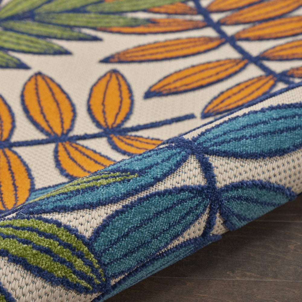 4' Round Ivory And Blue Round Floral Indoor Outdoor Area Rug - Homeroots - Flyclothing LLC