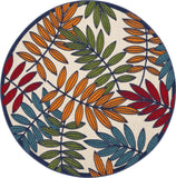 5' Round Ivory And Blue Round Floral Indoor Outdoor Area Rug - Homeroots - Flyclothing LLC