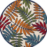 5' Round Ivory And Blue Round Floral Indoor Outdoor Area Rug - Homeroots - Flyclothing LLC
