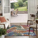 6' X 9' Ivory And Blue Floral Indoor Outdoor Area Rug - Homeroots - Flyclothing LLC