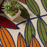 7' X 10' Ivory And Blue Floral Indoor Outdoor Area Rug - Homeroots - Flyclothing LLC