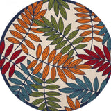 8' Round Ivory And Blue Round Floral Indoor Outdoor Area Rug - Homeroots - Flyclothing LLC