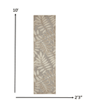 2' X 10' Gray And Ivory Floral Indoor Outdoor Area Rug - Homeroots - Flyclothing LLC