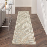 12' Runner Gray And Ivory Floral Indoor Outdoor Runner Rug - Homeroots - Flyclothing LLC