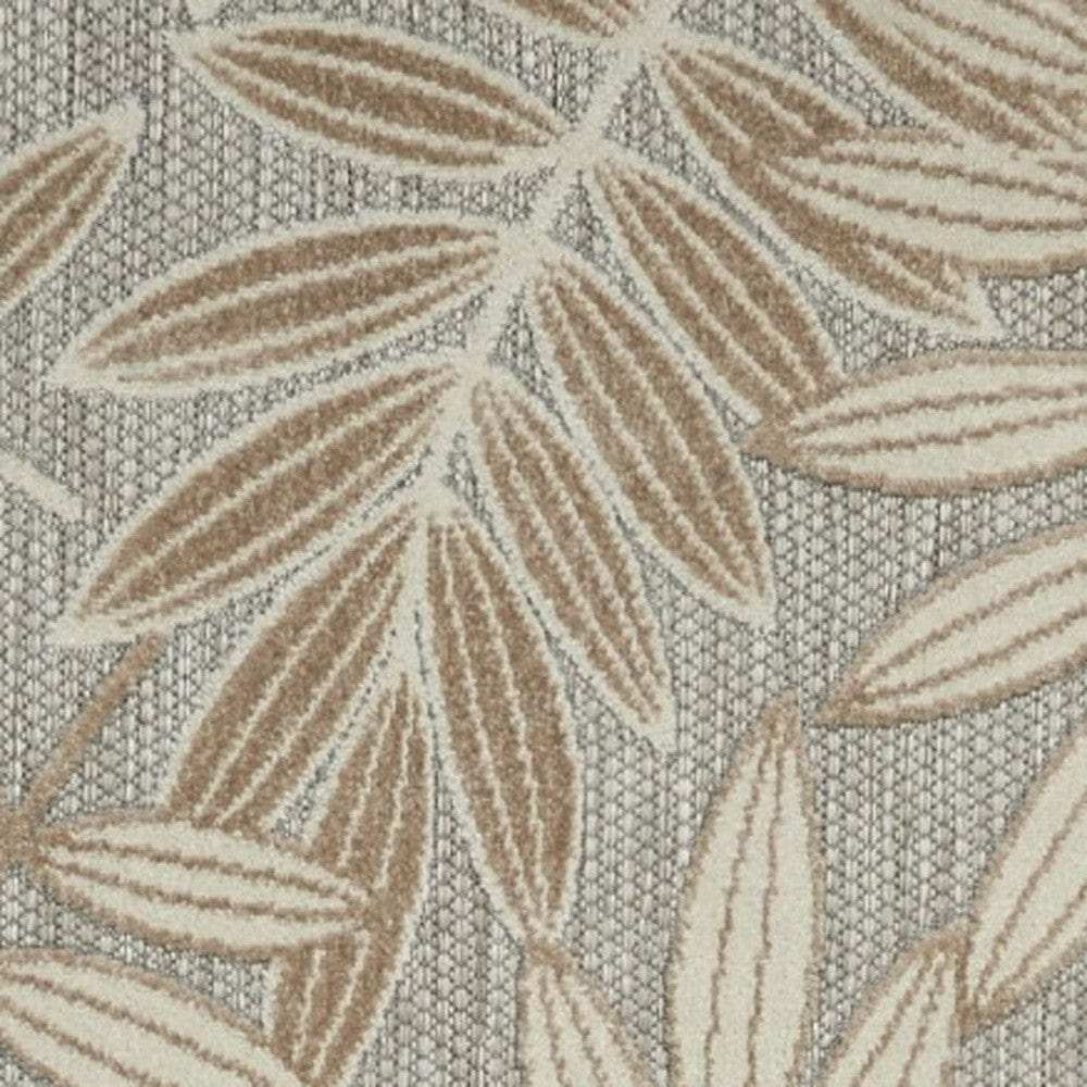 12' Runner Gray And Ivory Floral Indoor Outdoor Runner Rug - Homeroots - Flyclothing LLC