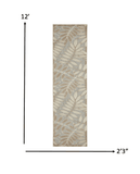 12' Runner Gray And Ivory Floral Indoor Outdoor Runner Rug - Homeroots - Flyclothing LLC