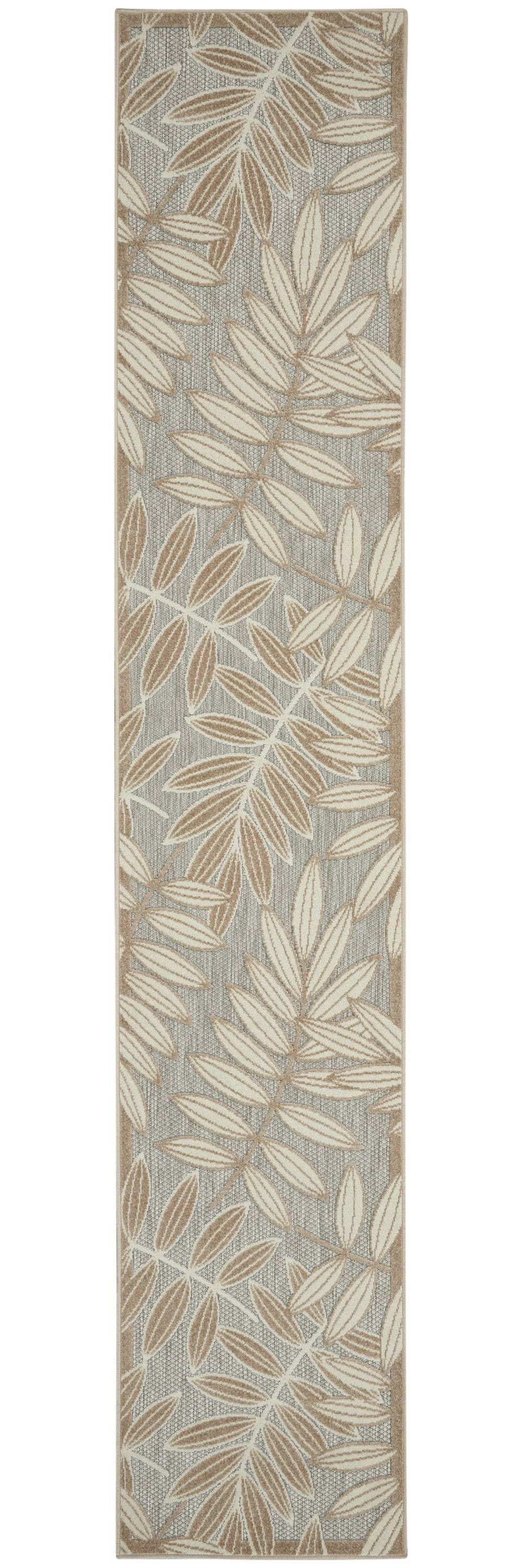 12' Runner Gray And Ivory Floral Indoor Outdoor Runner Rug - Homeroots - Flyclothing LLC