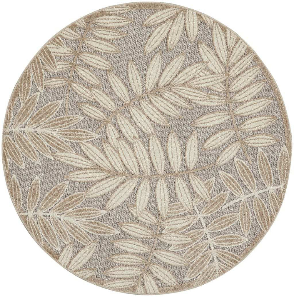 4' Round Gray And Ivory Round Floral Indoor Outdoor Area Rug - Homeroots - Flyclothing LLC
