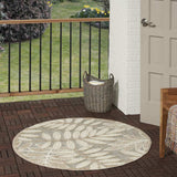4' Round Gray And Ivory Round Floral Indoor Outdoor Area Rug - Homeroots - Flyclothing LLC