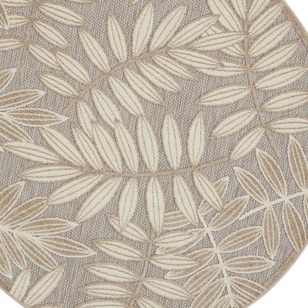 4' Round Gray And Ivory Round Floral Indoor Outdoor Area Rug - Homeroots - Flyclothing LLC