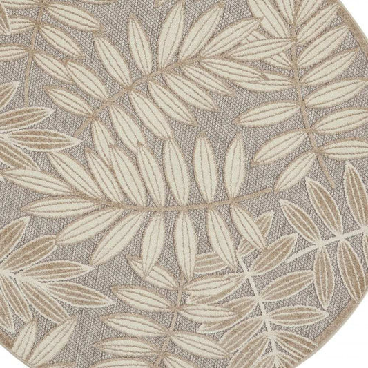 4' Round Gray And Ivory Round Floral Indoor Outdoor Area Rug - Homeroots - Flyclothing LLC