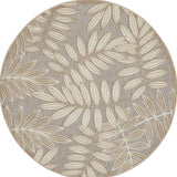 4' Round Gray And Ivory Round Floral Indoor Outdoor Area Rug - Homeroots - Flyclothing LLC