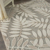 6' X 9' Gray And Ivory Floral Stain Resistant Indoor Outdoor Area Rug - Homeroots - Flyclothing LLC