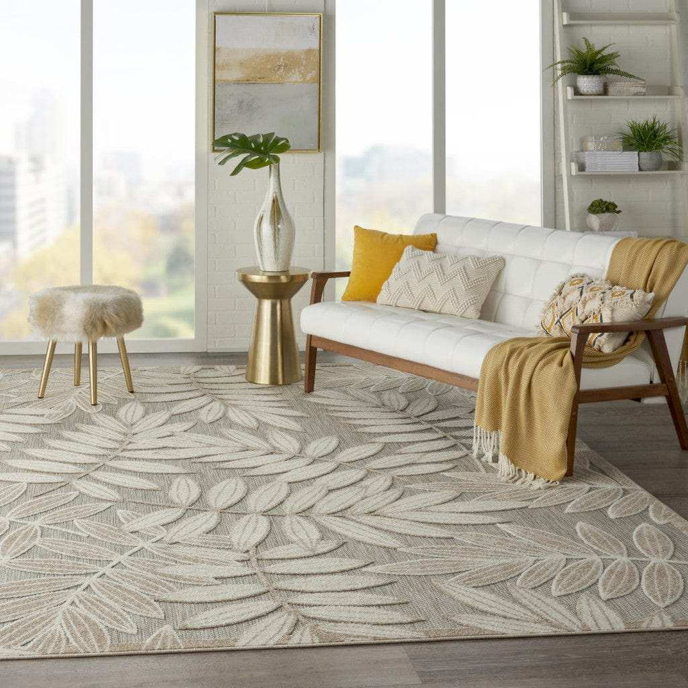7' X 10' Natural Floral Indoor Outdoor Area Rug - Homeroots - Flyclothing LLC