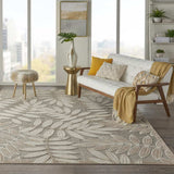 7' X 10' Natural Floral Indoor Outdoor Area Rug - Homeroots - Flyclothing LLC