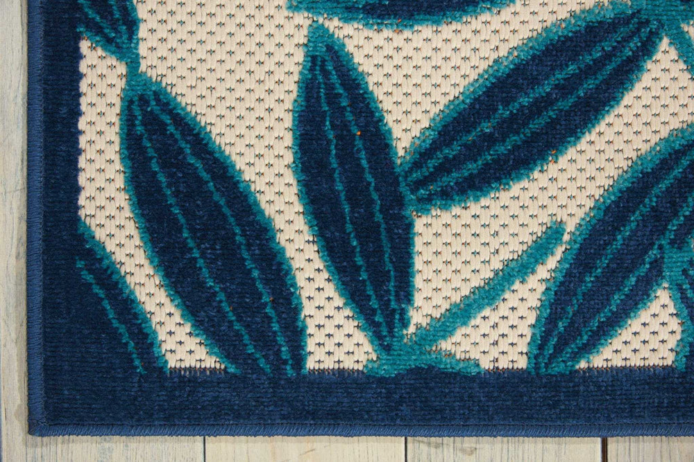 4' X 6' Blue And Ivory Floral Indoor Outdoor Area Rug - Homeroots - Flyclothing LLC