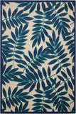 8' X 11' Blue And Ivory Floral Indoor Outdoor Area Rug - Homeroots - Flyclothing LLC