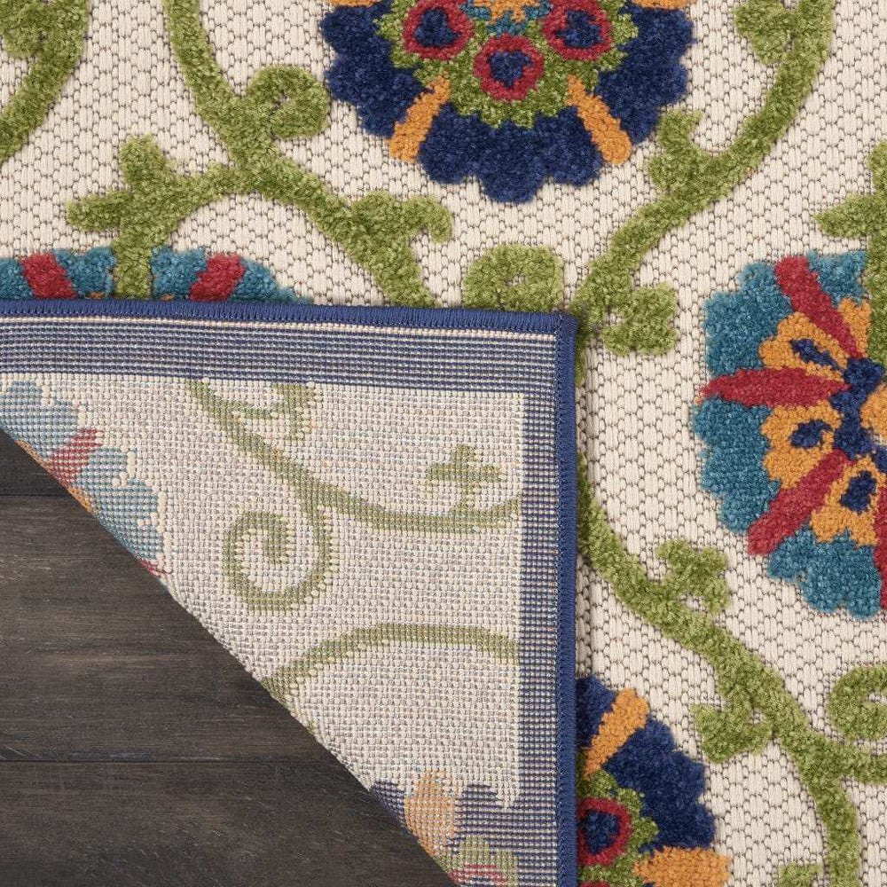 3' X 4' Ivory And Blue Floral Indoor Outdoor Area Rug - Homeroots - Flyclothing LLC
