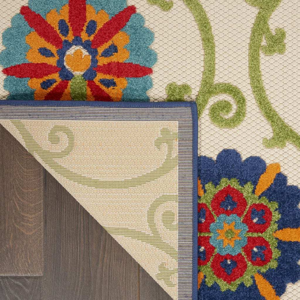 4' X 6' Ivory And Blue Floral Indoor Outdoor Area Rug - Homeroots - Flyclothing LLC