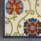 4' X 6' Ivory And Blue Floral Indoor Outdoor Area Rug - Homeroots - Flyclothing LLC
